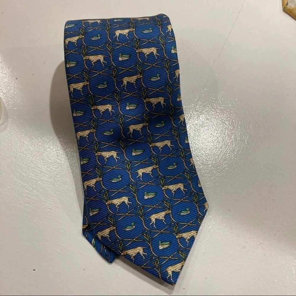 Benjamin James Duck and Dog Silk Necktie